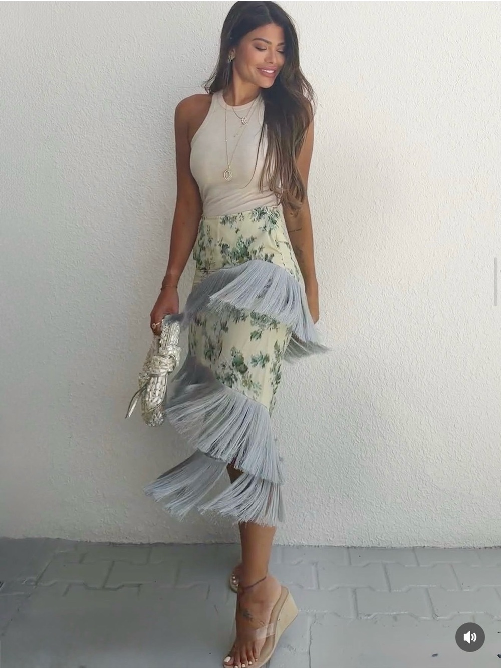 ❗️BLOGGERS FAVORITE❗️ZARA LIMITED EDITION FLORAL FRINGE SKIRT - Picture 8 of 16